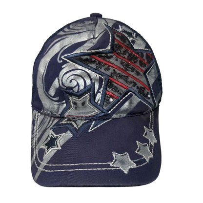 Unbranded Snapback Trucker Hat Blue One Size Mesh Back Embroidered Star