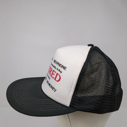 Retired Too Lazy To Work Snapback Trucker Hat Black One Size Mesh Back