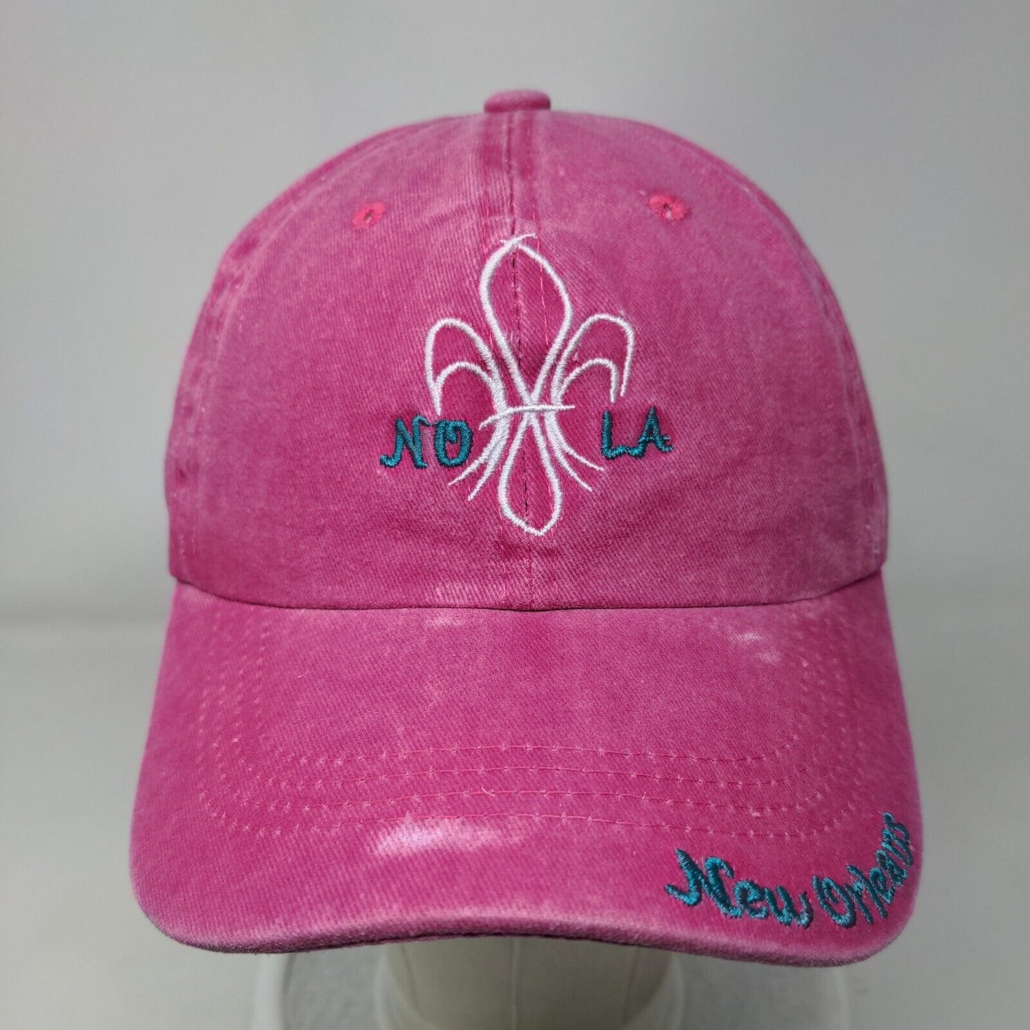 NOLA New Orleans Adult Strapback Hat Pink OS Adjustable Embroidered 6 Panel
