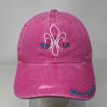 NOLA New Orleans Adult Strapback Hat Pink OS Adjustable Embroidered 6 Panel
