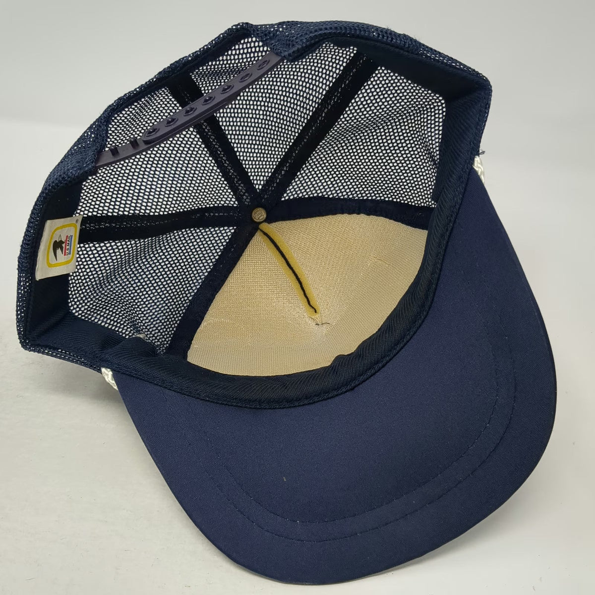 U.S. Crownco USPS Express Mail Eagle NYC Skyline Blue Trucker Hat One Size Rope