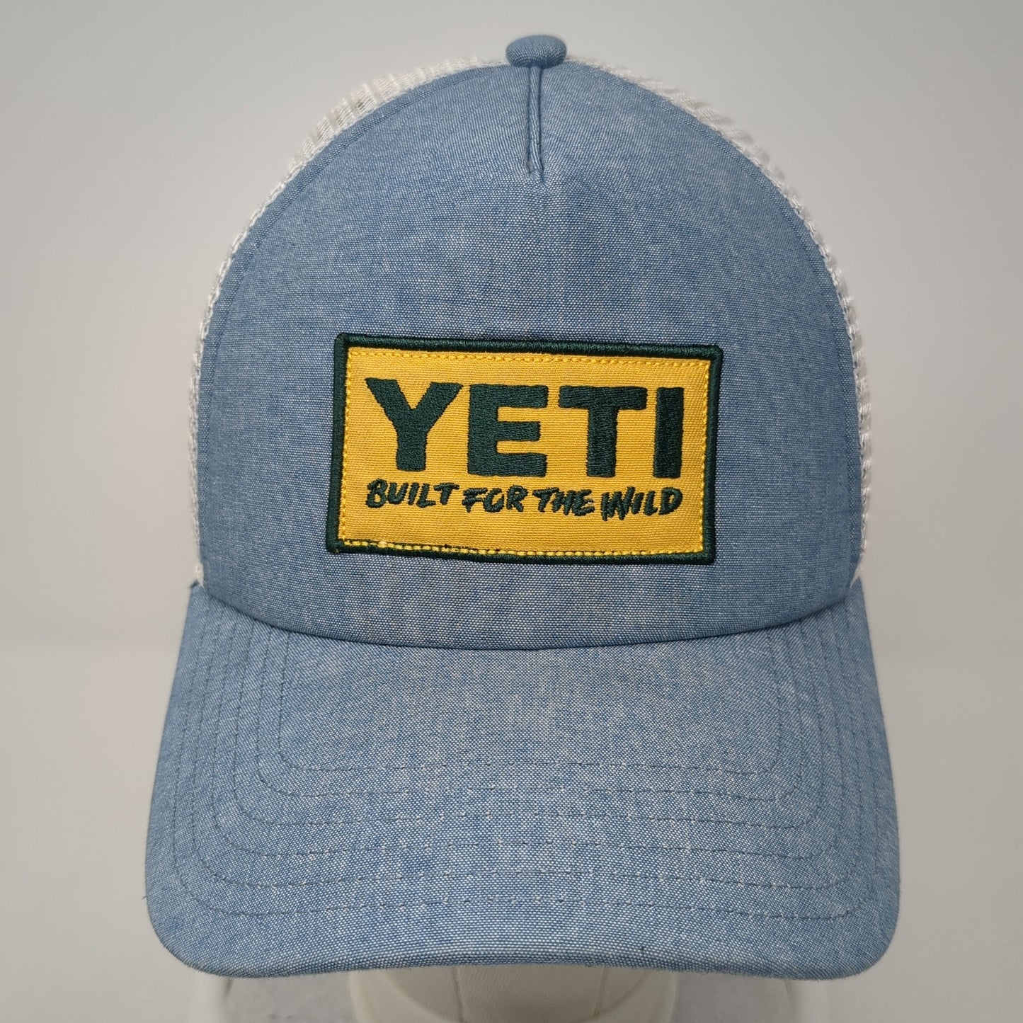 YETI Built For The Wild Trucker Hat Blue One Size Adjustable Mesh Back 6 Panel