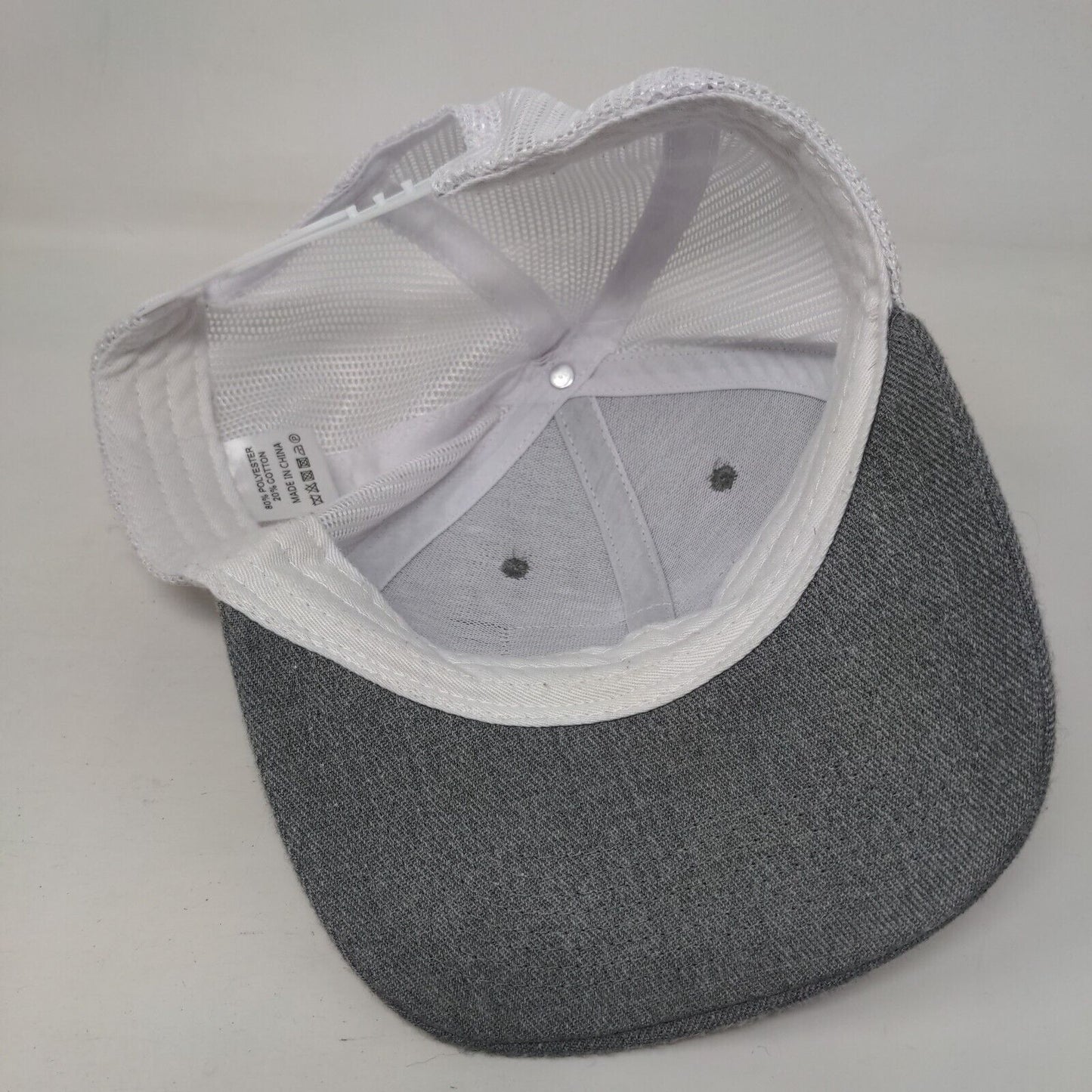 Leapers Snapback Trucker Hat Gray One Size Leather Patch Mesh Back