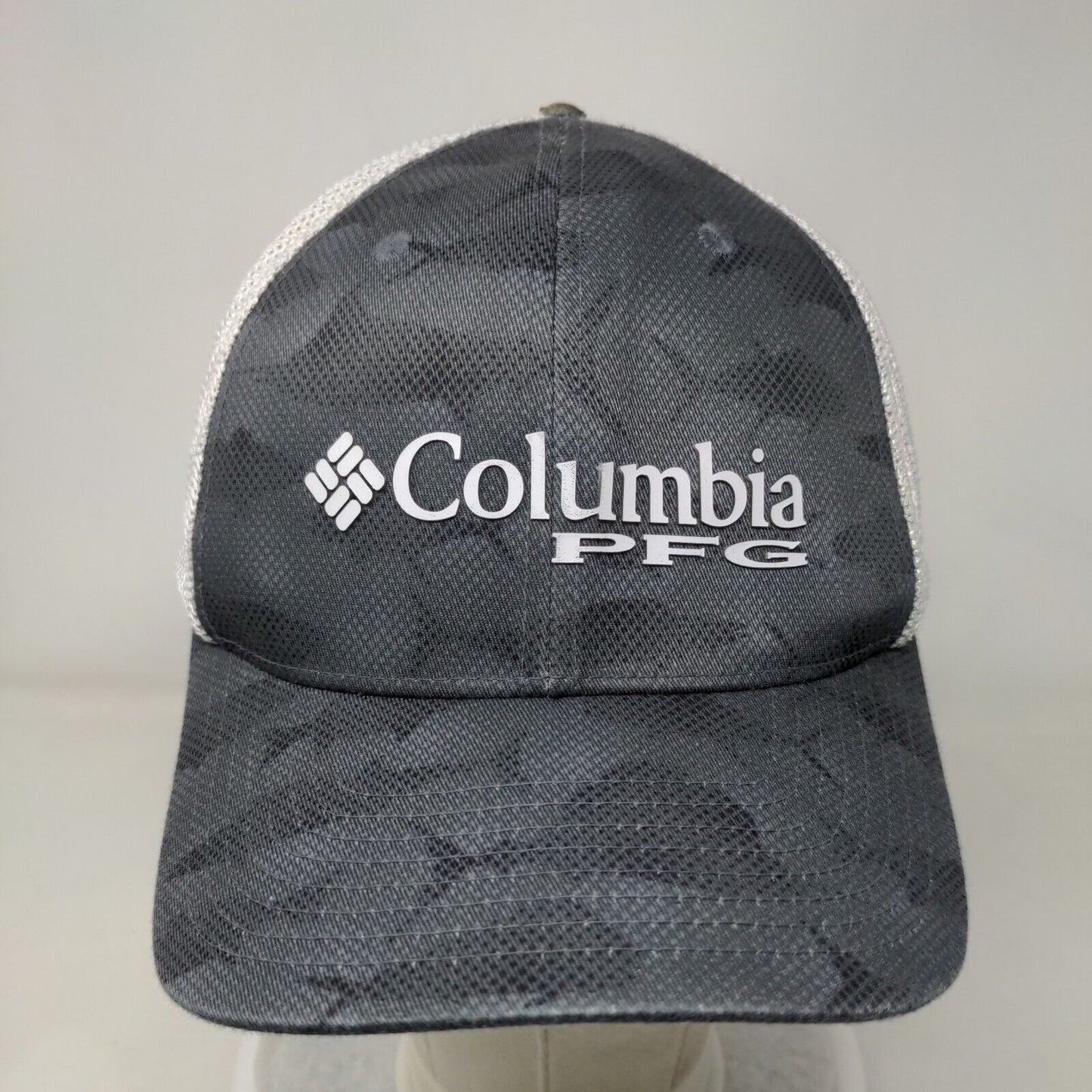 Columbia PFG Fitted Trucker Hat Gray Camo Performance Fishing Gear