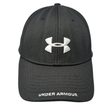 Under Armour Baseball Cap Black L Stretch Fit Mesh Embroidered Patch Sport Hat