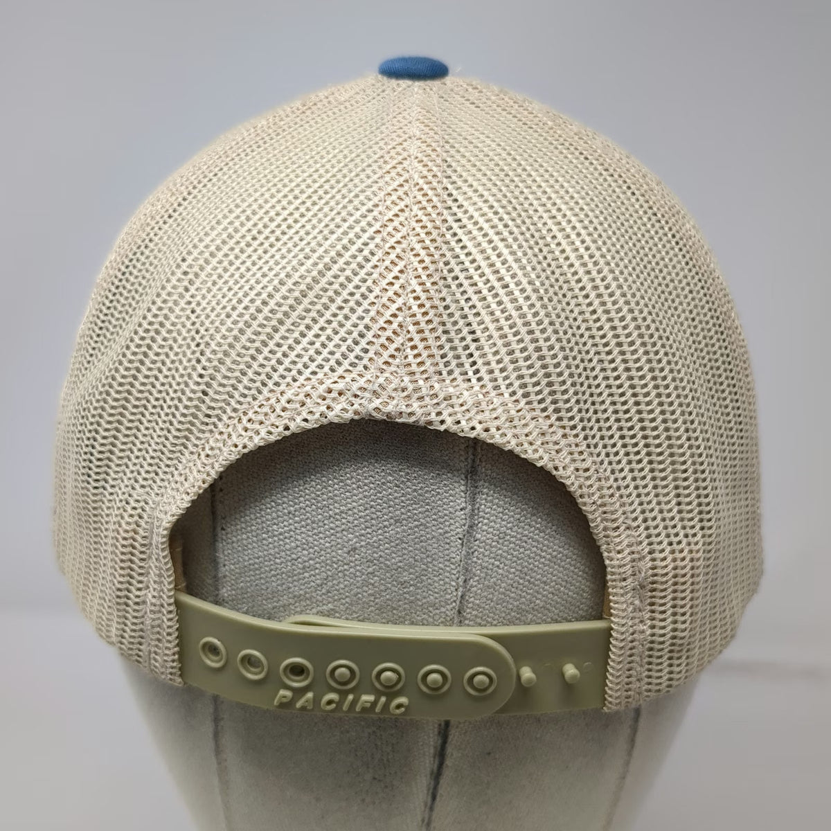 Pacific Headwear Trucker Hat Blue Beige One Size Chronicles Distilling Logo Hat