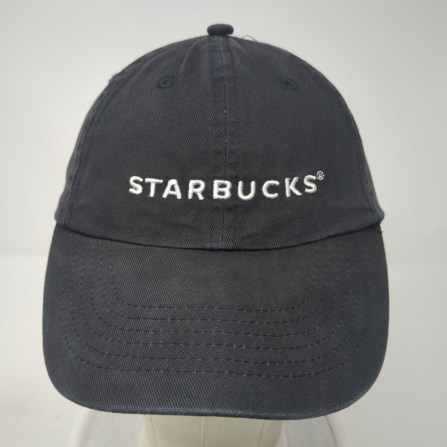 Starbucks Strapback Baseball Cap Black One Size Adjustable Embroidered 6 Panel