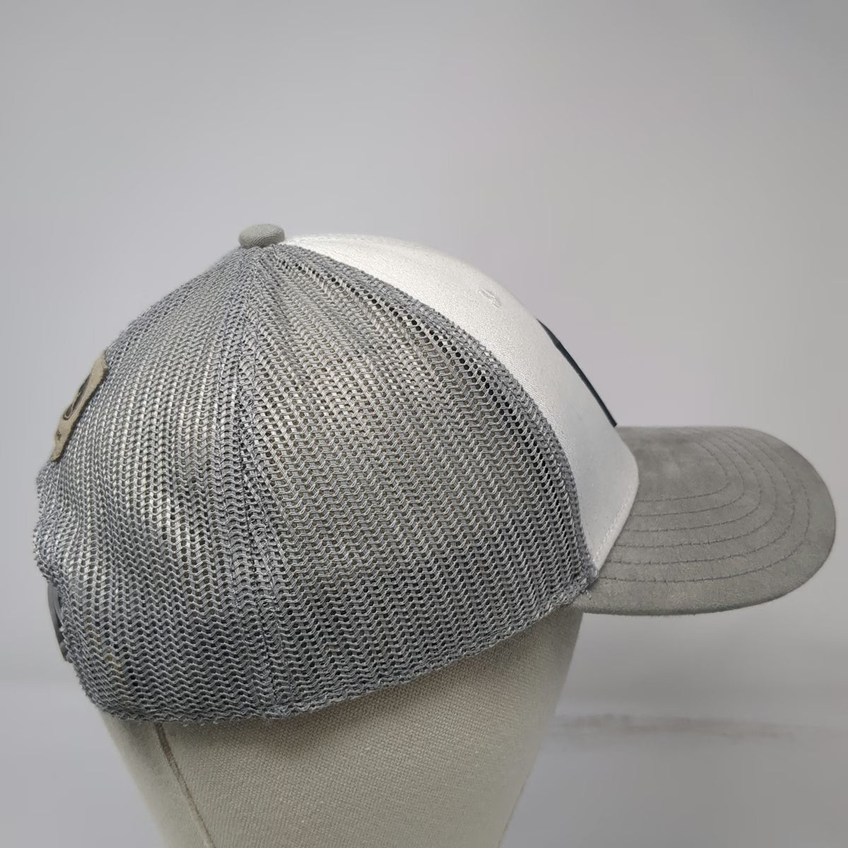 John Deere Trucker Hat Gray One Size Mesh Back Snapback Suede Brim Logo Patch