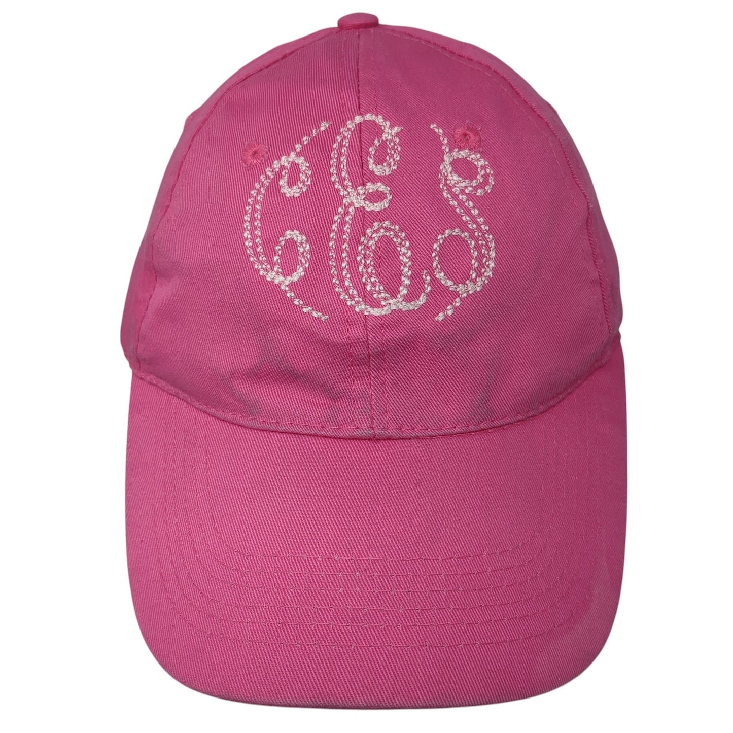 CES Monogram Strapback Baseball Cap Pink One Size Adjustable Embroidered 6 Panel
