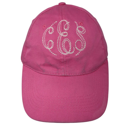 CES Monogram Strapback Baseball Cap Pink One Size Adjustable Embroidered 6 Panel