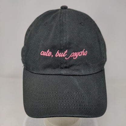 Cute But Psycho Slideback Hat Black OSFA Adjustable Embroidered David and Young