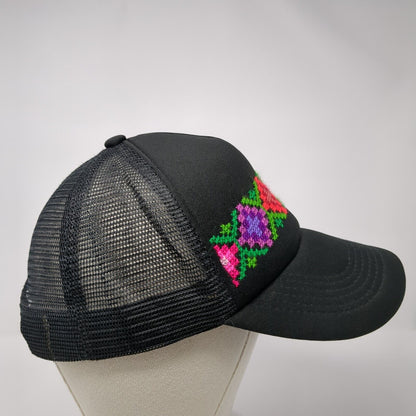 Unbranded Snapback Trucker Hat Black One Size Mesh Back Embroidered