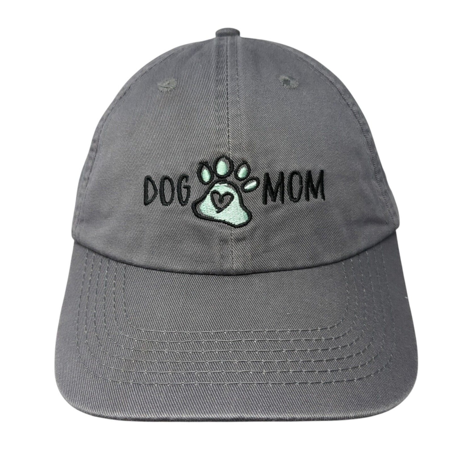 Dog Mom Paw Print Slideback Hat Gray One Size Adjustable Embroidered
