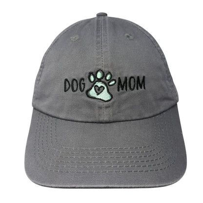 Dog Mom Paw Print Slideback Hat Gray One Size Adjustable Embroidered