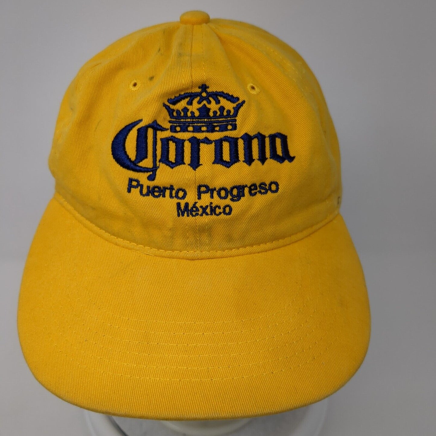 Corona Puerto Progreso Mexico Slideback Hat Yellow OS Adjustable Embroidered