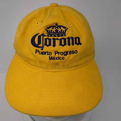 Corona Puerto Progreso Mexico Slideback Hat Yellow OS Adjustable Embroidered