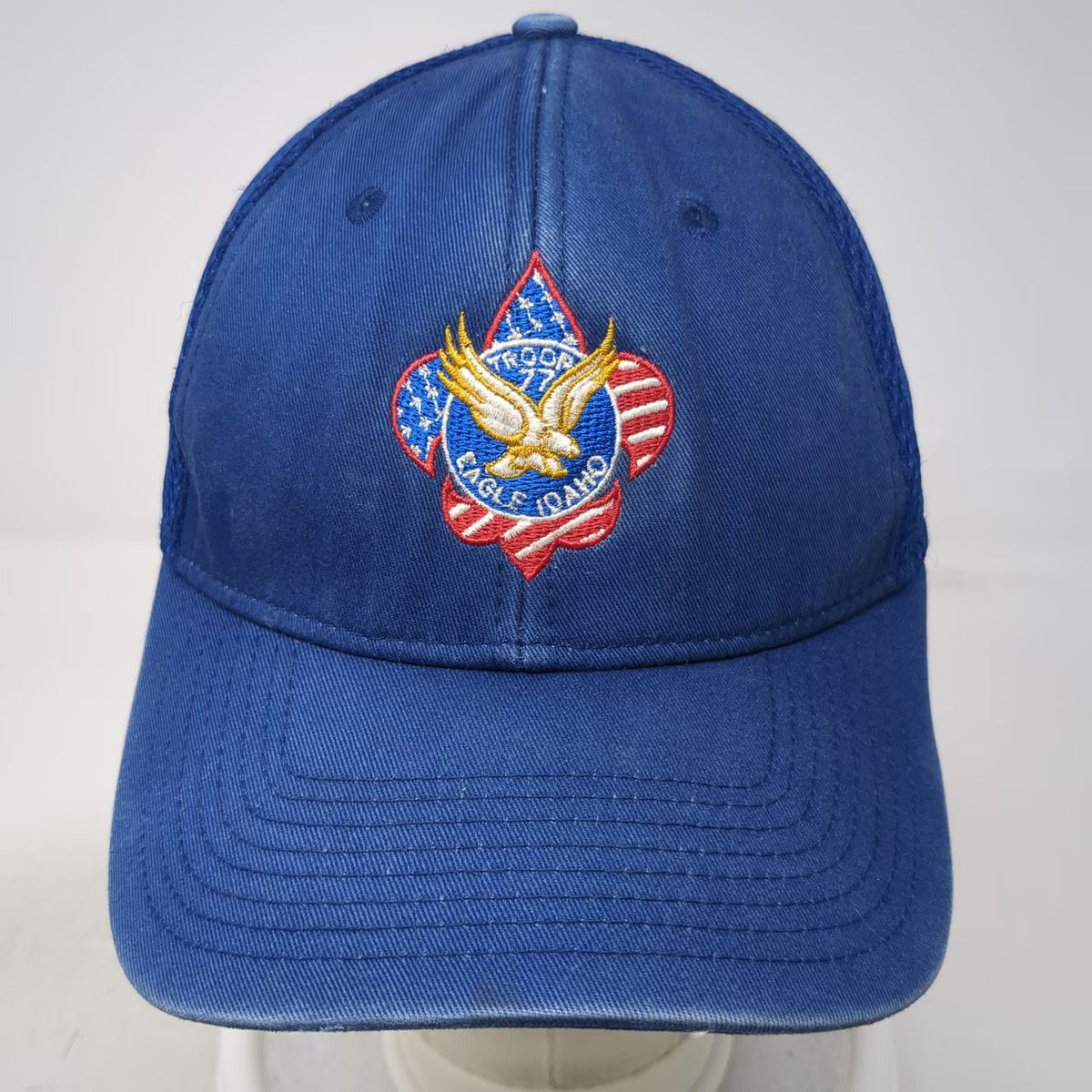 New Era Baseball Cap Blue M 39THIRTY Mesh Back Boy Scouts Troop 77 Idaho Hat