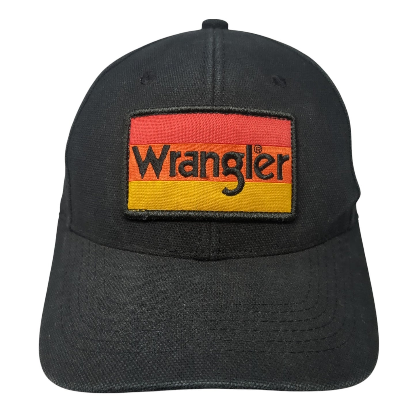 Wrangler Patch Snapback Hat Black One Size Solid Adjustable Vent Holes