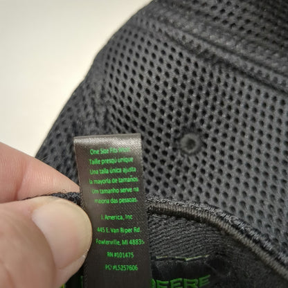 John Deere Baseball Cap Gray Black One Size Mesh Back Heathered Memory Fit Hat