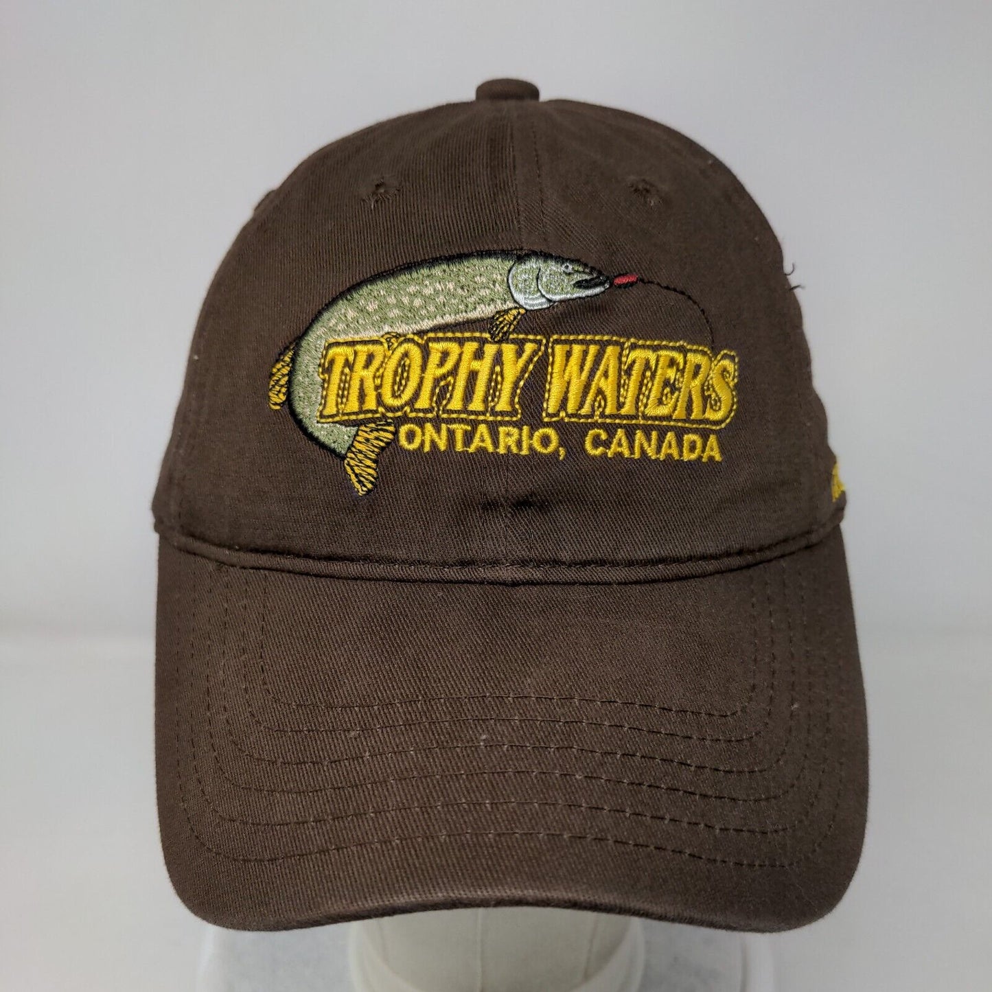 Trophy Waters Ontario Canada Strapback Hat Brown One Size Adjustable 6 Panel