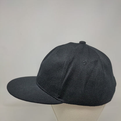 Unbranded Snapback Hat Solid Black One Size Adjustable Blank 6 Panel