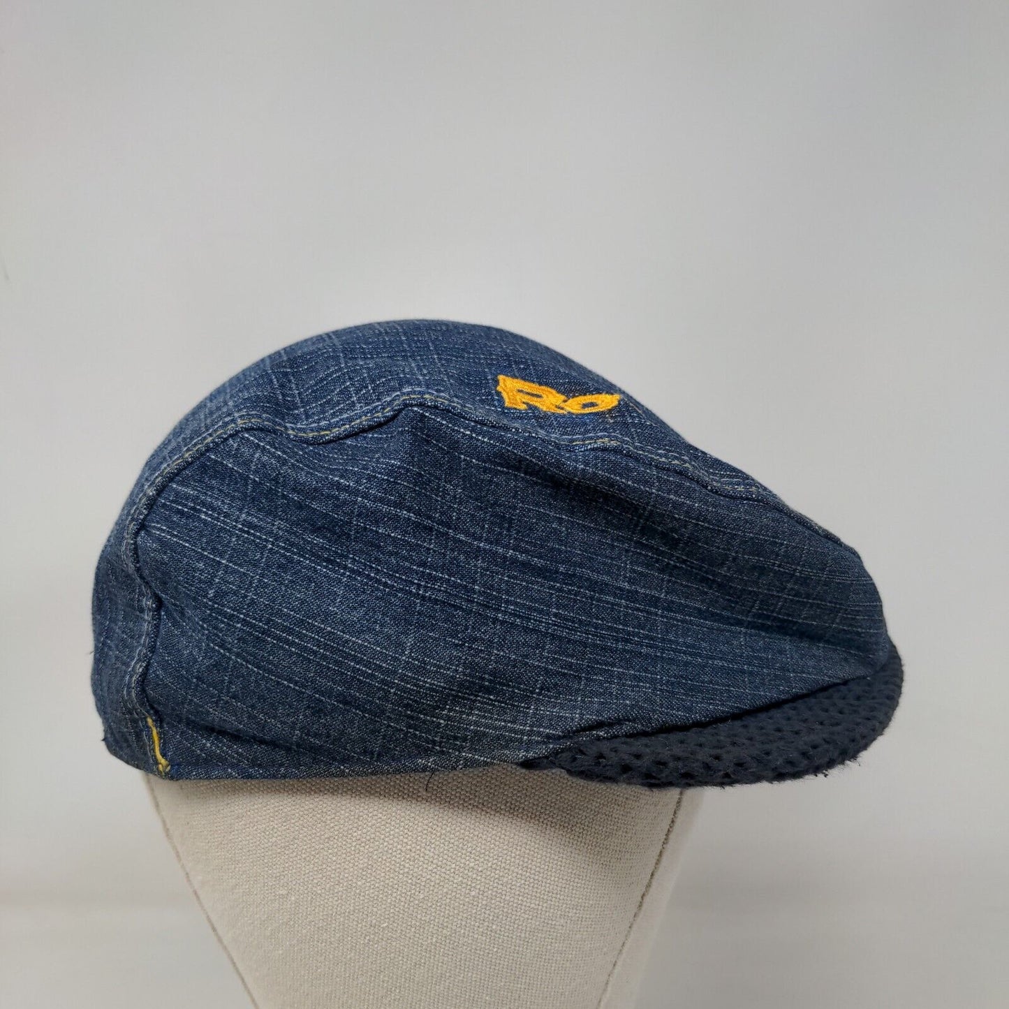 RCRW Denim Cabbie Flat Cap Blue Size OS Embroidered Logo 100% Cotton