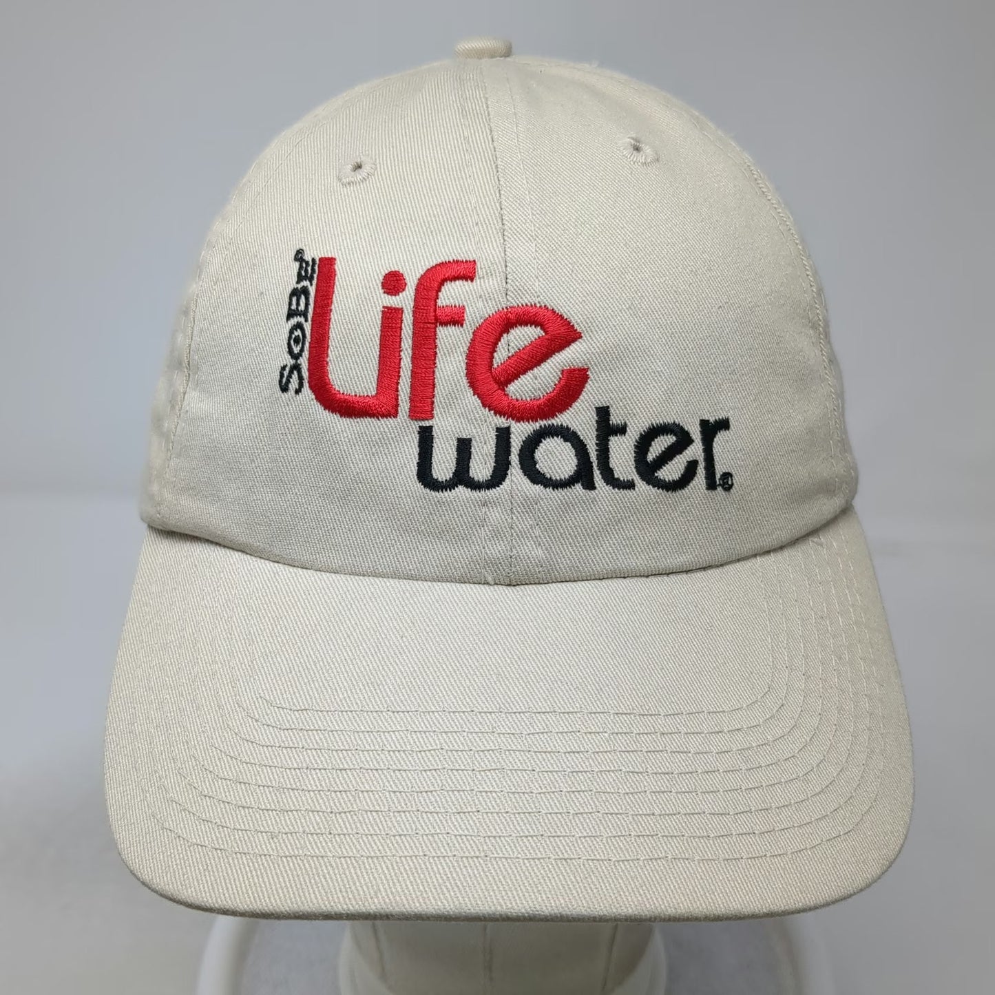 SoBe Life Water Beige One Size Baseball Cap Embroidered Logo Hat Slideback