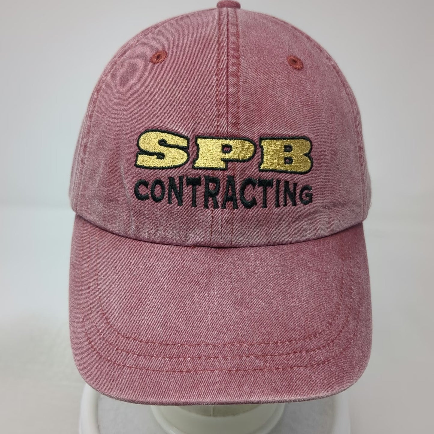 Adams Baseball Cap Red One Size SPB Contracting Slideback Leather Strap Hat