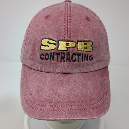 Adams Baseball Cap Red One Size SPB Contracting Slideback Leather Strap Hat