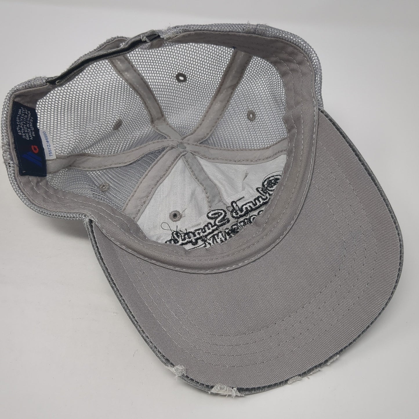 Plumb Supply Company Trucker Hat Gray One Size Adjustable Distressed Mesh Back
