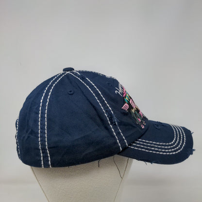 Happy Camper Strapback Hat Blue One Size KB ETHOS Vintage Distressed