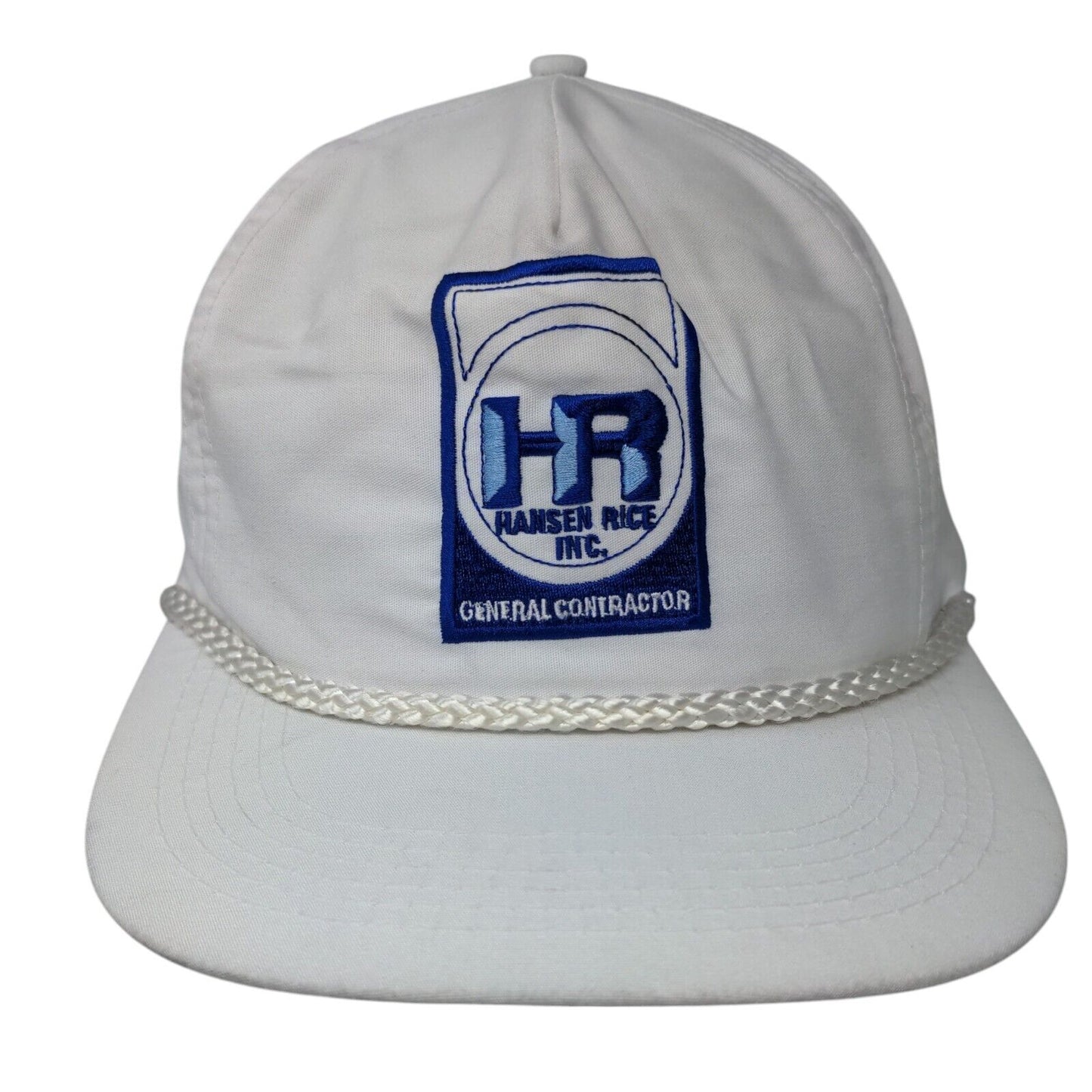 HR Hansen Rice Inc. General Contractor Snapback Rope Hat White OSFA