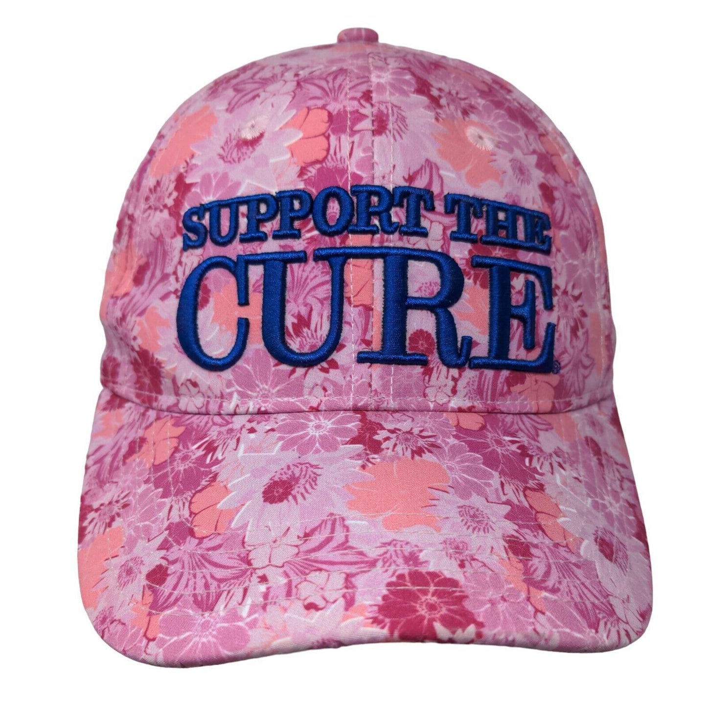 Support The Cure Slideback Hat Multi OSFM Floral Print Embroidered Breast Cancer