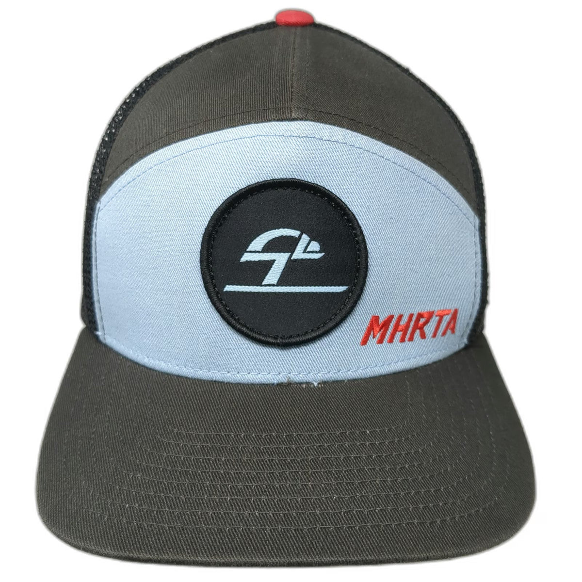 5 Panel Hat Gray Blue One Size MHRTA Logo Mesh Snapback Flat Brim Memorial