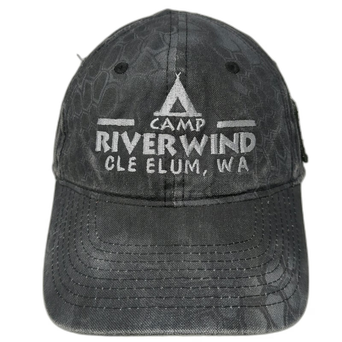 Outdoor Cap Baseball Cap Gray One Size Camp Riverwind Cle Elum WA Camo Flag Hat