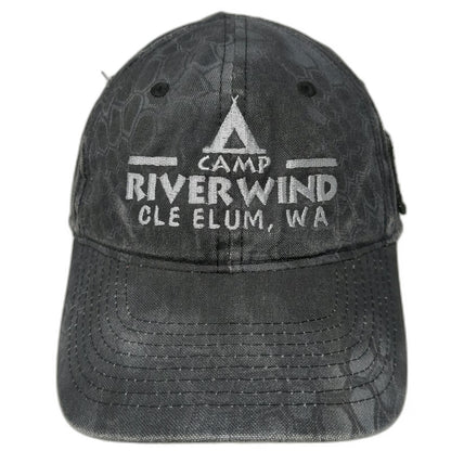 Outdoor Cap Baseball Cap Gray One Size Camp Riverwind Cle Elum WA Camo Flag Hat