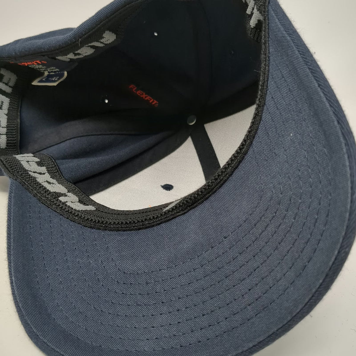 Flexfit Baseball Cap Blue Orange White XL Fitted Hat DB Logo Embroidered