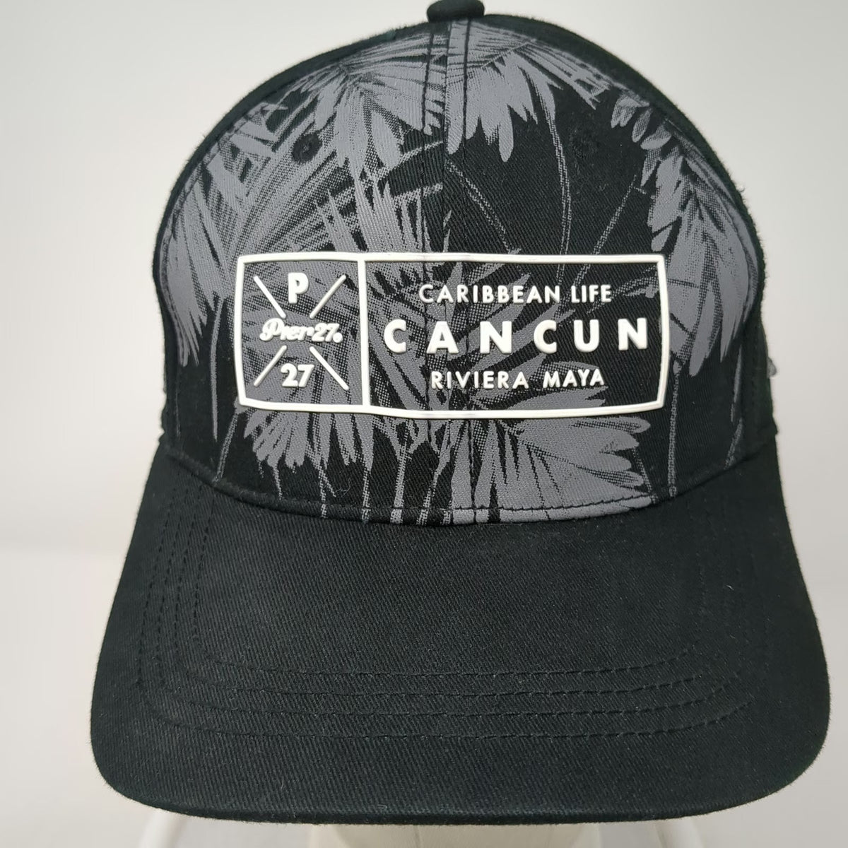 Pier 27 Baseball Cap Black One Size Cancun Riviera Maya Palm Tree Hat Strapback