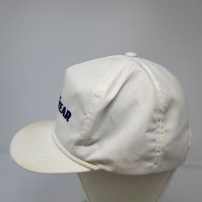 Goodyear Trucker White Vintage Rope Brim Snapback Hat Embroidered Logo Graphic