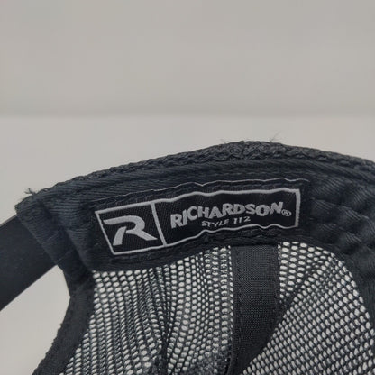 Trinity Snapback Trucker Hat Black One Size Adjustable Mesh Back Richardson