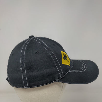 Palm Tree Strapback Hat Black One Size Adjustable Embroidered 6 Panel