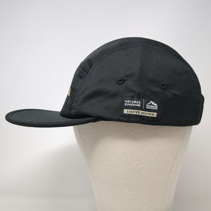 5 Panel Black One Size Hat Be More Earth Slideback Nature's Sunshine Gold Run