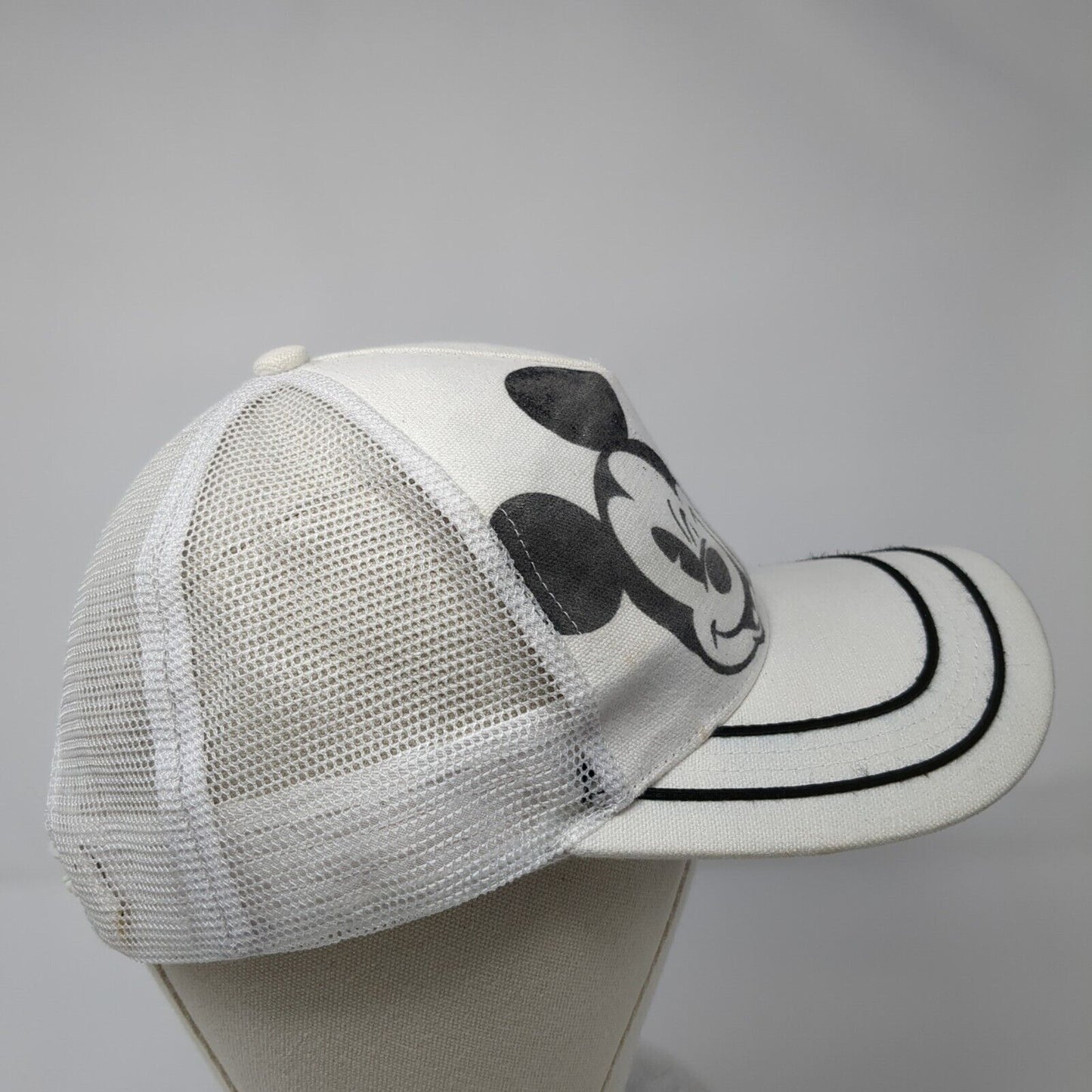Mickey Mouse Snapback Trucker Hat White OSFA Mesh Back Disney