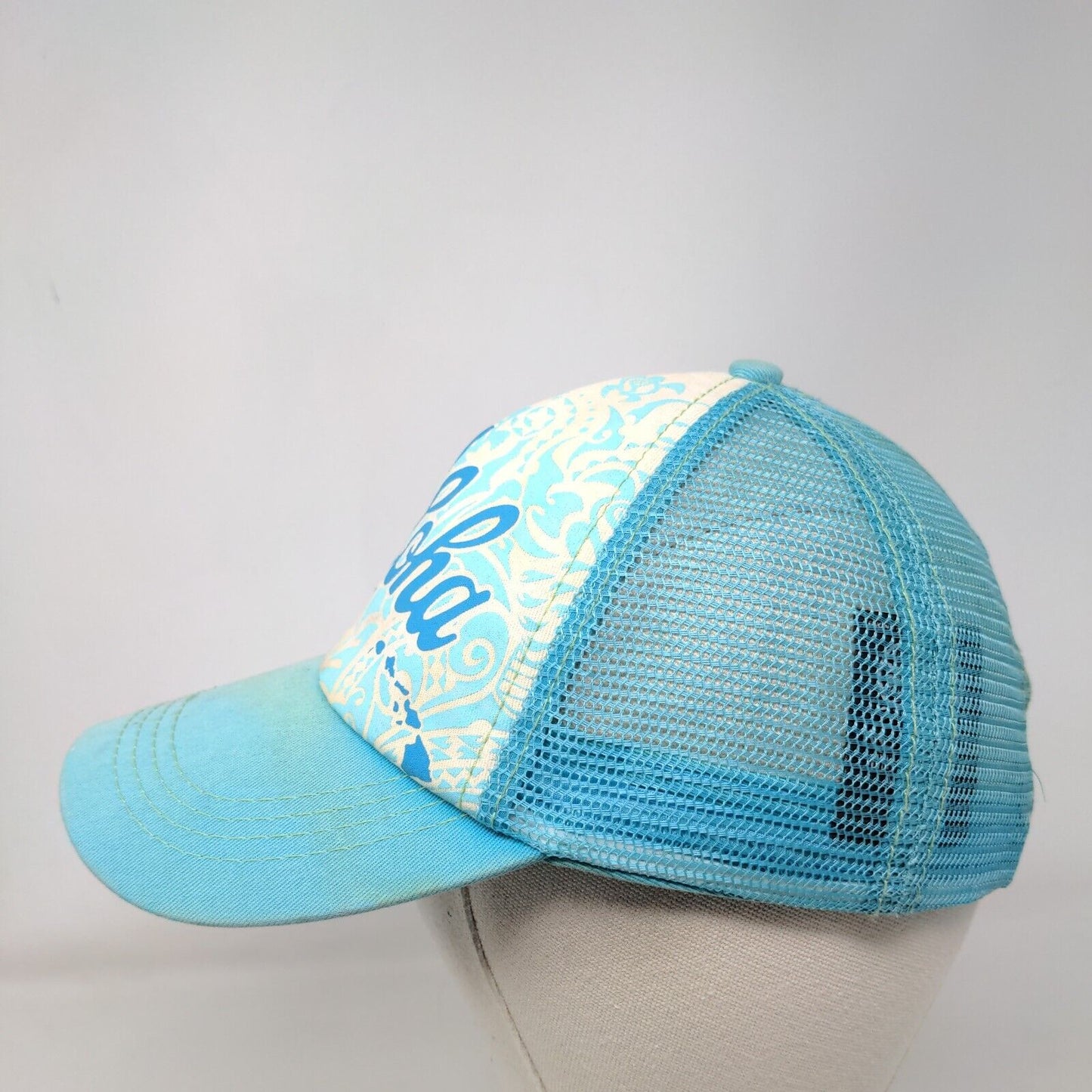 Aloha Snapback Mesh Back Trucker Hat Blue One Size Adjustable KC Hawaii
