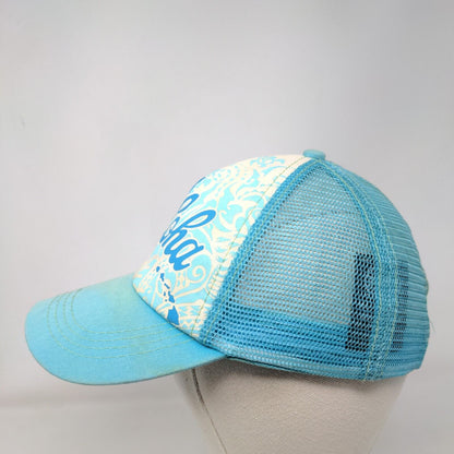 Aloha Snapback Mesh Back Trucker Hat Blue One Size Adjustable KC Hawaii