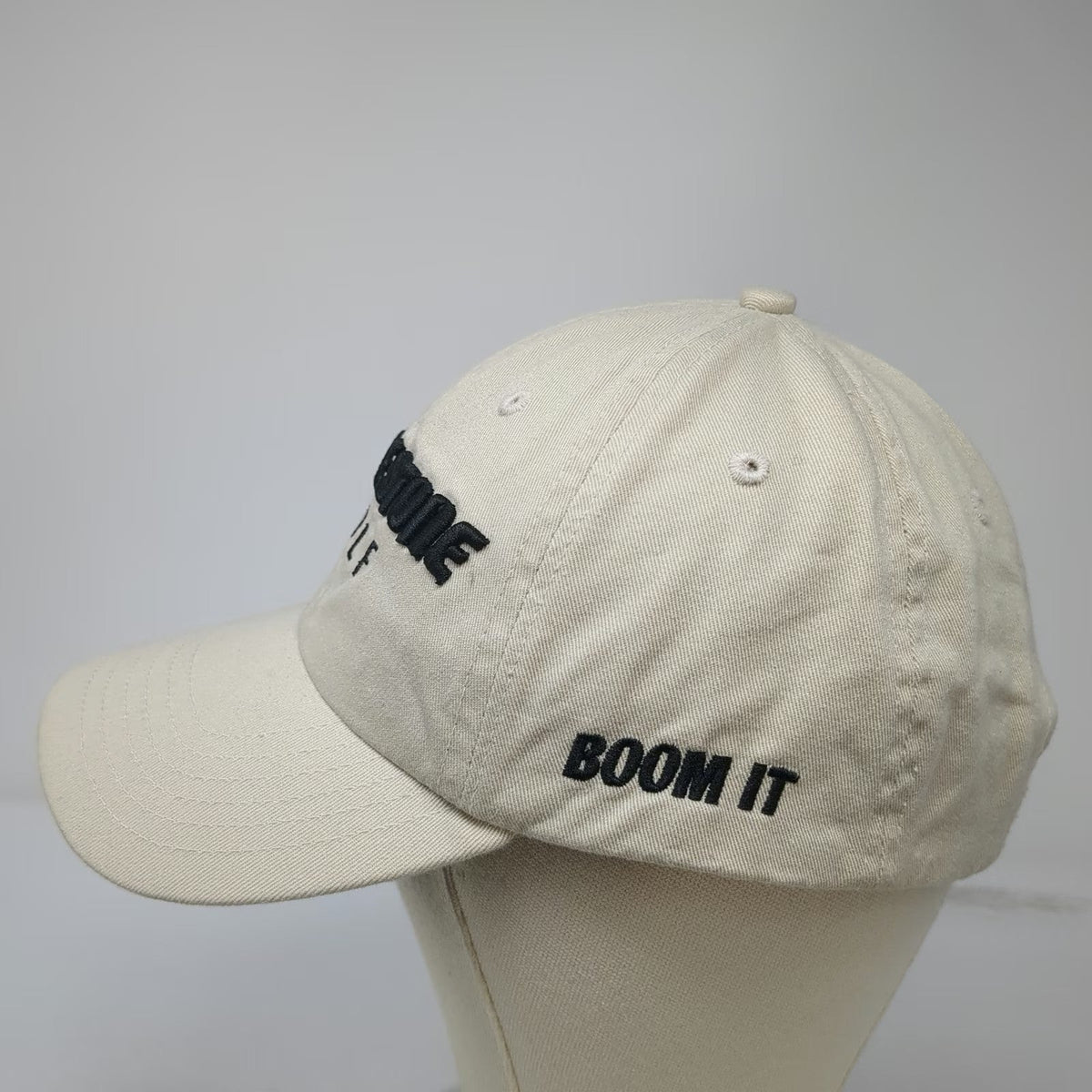 Bridgestone Golf Baseball Cap Beige One Size Slideback Boom It Embroidered Hat
