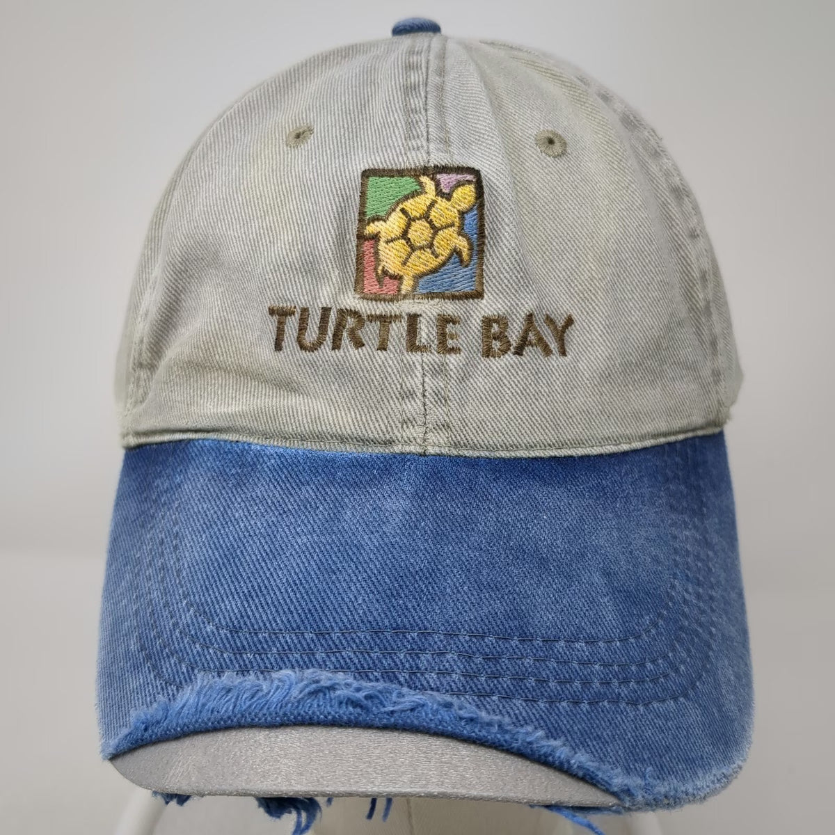 Turtle Bay Redding California Baseball Cap Beige Blue One Size Distressed Hat
