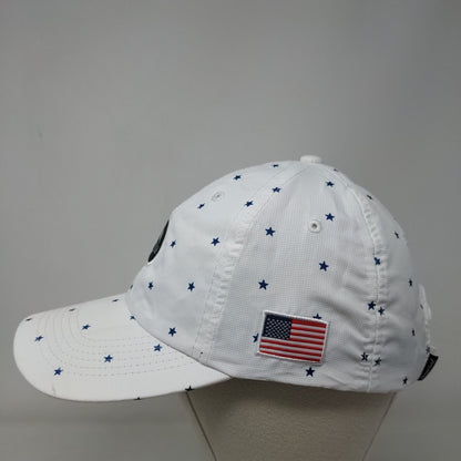 Bay Hill Strapback Hat White OSFA Adjustable Star Print Patriotic American Flag