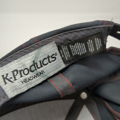 K-Products Snapback Gray Red One Size Snap-on Contrast Stitching Structured Hat