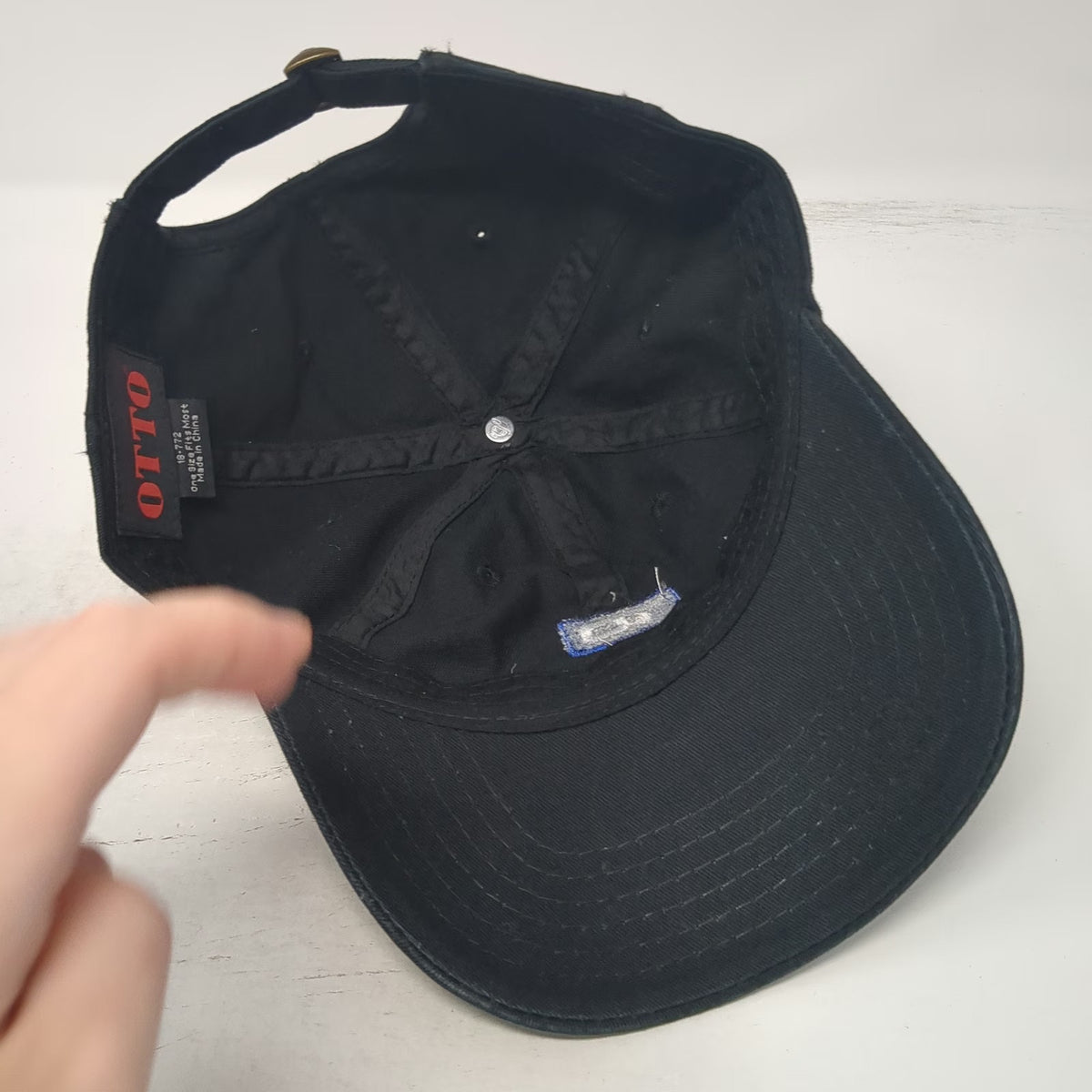 Otto Baseball Cap Black One Size Adjustable Slideback Cotton T-O Engineers Hat